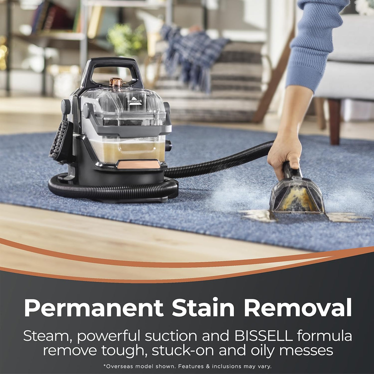 BISSELL SpotClean HydroSteam, Powerful 1100w Spot Cleaner for Carpets, Rugs, Upholstery, Pet Messes, Tiles, & Grout - New Condition